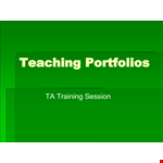 Teacher Portfolio example document template