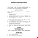 Elementary Teacher Resume Template example document template 