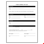 Printable Used Car Bill Of Sale Form - Free Template Download example document template 