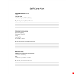 Personal Self Care Plan Template example document template