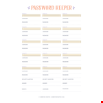 Password List Template for Easy Organization | Secure and Convenient example document template