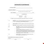 Company Certificate of Conformance for Materials Above and Supplied example document template
