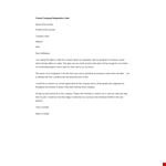 Formal Company Resignation Letter example document template