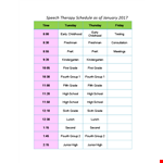 Speech Therapy Schedule Template for School Groups and Grades example document template