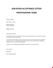 Job Offer Acceptance Letter Reply