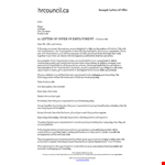 Formal Offer Of Employment Letter example document template