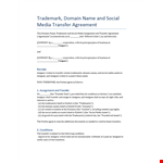 Trademark, Domain Name and Social Media Transfer Agreement Trademark, Domain Name and Social Media Transfer Agreement example document template