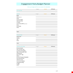 Engagement Party Budget Template - Manage Budget, Totals, Actual Expenses, and Differences example document template