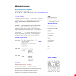 Sample Graduate Software Engineer Resume | Personal Experience and Design example document template