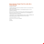 Thank You Letter After Phone Interview example document template 