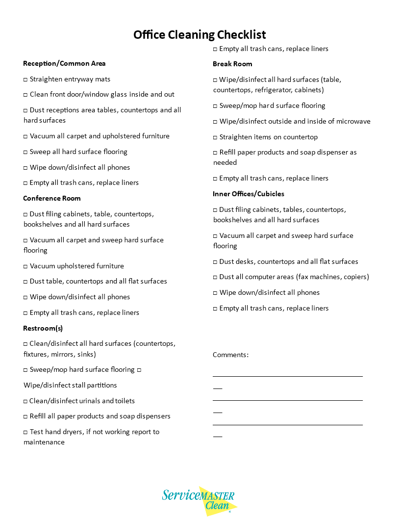 office-cleaning-checklist-template