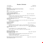 Physical Education Teacher Resume - School Education, Physical Expertise | Towson example document template 