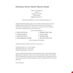 Sample Elementary Teacher Resume example document template 