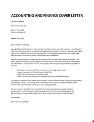 Finance Manager Application Letter