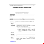 Temporary Employment Agreement Template example document template