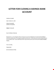 Sample Letter To Close Bank Account For Business