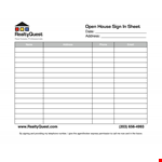 Real Estate Open House Sign In Sheet Template example document template 