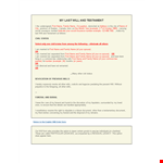 Create Your Last Will and Testament | Secure Your Family's Assets with Our Template example document template