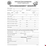 Waci Birth Announcement Dedication Form example document template