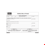 Vehicle Bill Of Sale example document template