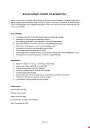 Business Development Manager Job Description