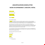 Application Letter to Work in a Supermarket example document template