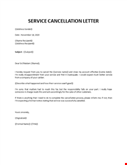 Service Cancellation Letter Template