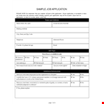 Sample Job Application Form In Pdf example document template