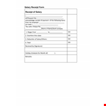 Salary Receipt Format example document template