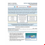 Digital Media Marketing Resume - Stand Out with a Professionally Crafted Document example document template