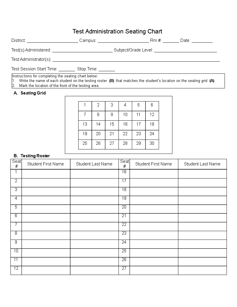 Student Seating Chart Template - Organize Your Classroom with Ease