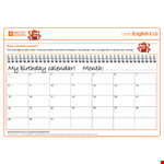 Monthly Birthday Calendar Template - Plan and Track Birthdays Easily example document template 