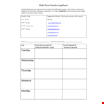 Practice Log Sheet - Track and Improve Your Progress example document template