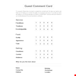 Create an Effective Comment Card Template for Better Customer Feedback example document template 