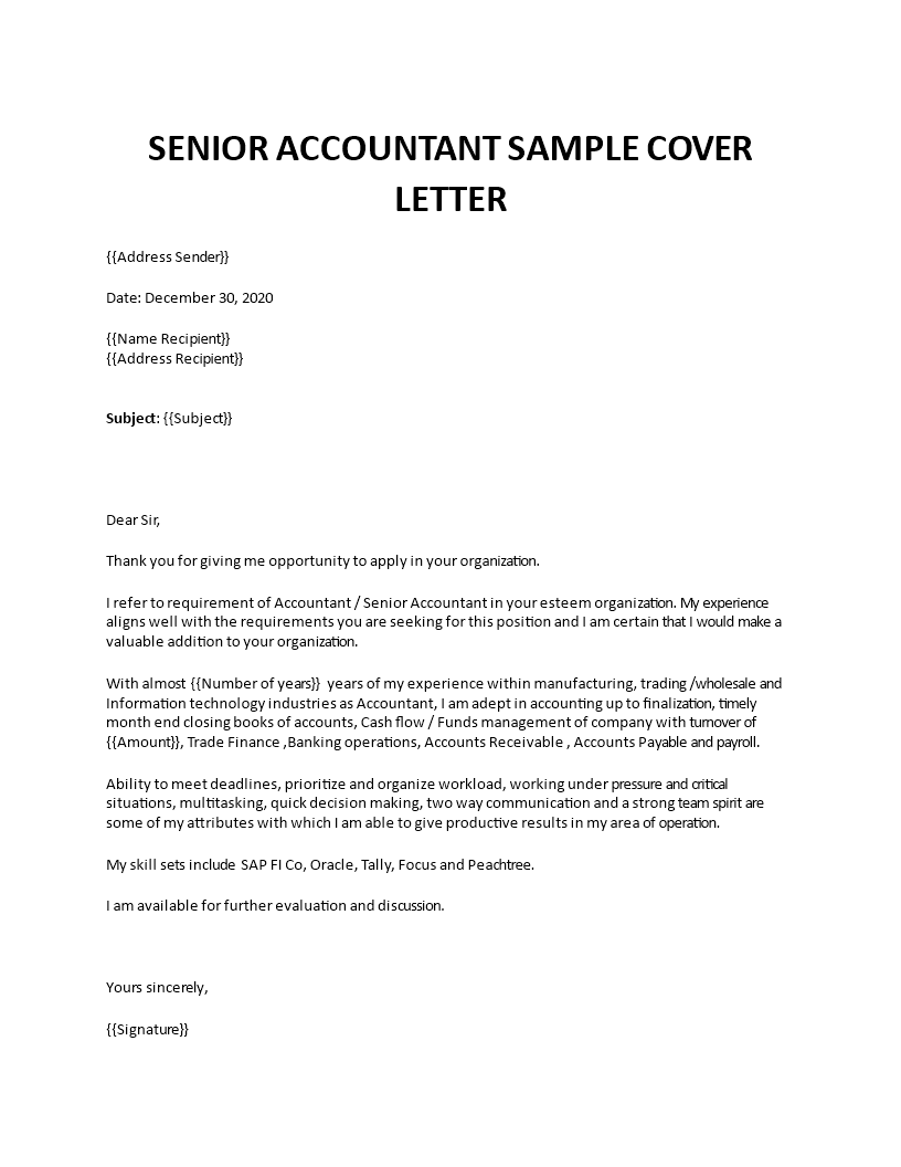 cover letter sample for job accountant