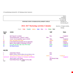 Marketing Activity Calendar Template - Industry, Andrea, Becky & Cheryl example document template