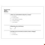 Create a Satisfied Questionnaire Template | Easy to Use and Effective example document template