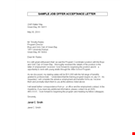 Offer Letter Acceptance Letter example document template