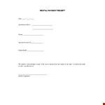 Rent Payment Receipt Template example document template