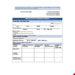 Employee Work Application example document template