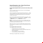 Resignation Letter With Notice Period For One Month example document template