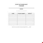 Silent Auction Bid Sheet | Record Amount Bids for Auction example document template