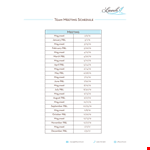 Team Meeting Schedule Template example document template