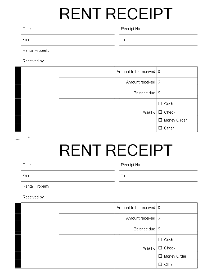 Rent Receipt - Keep Track of Amounts Received