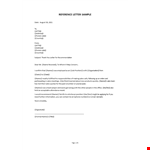 Sample of a Reference Letter example document template