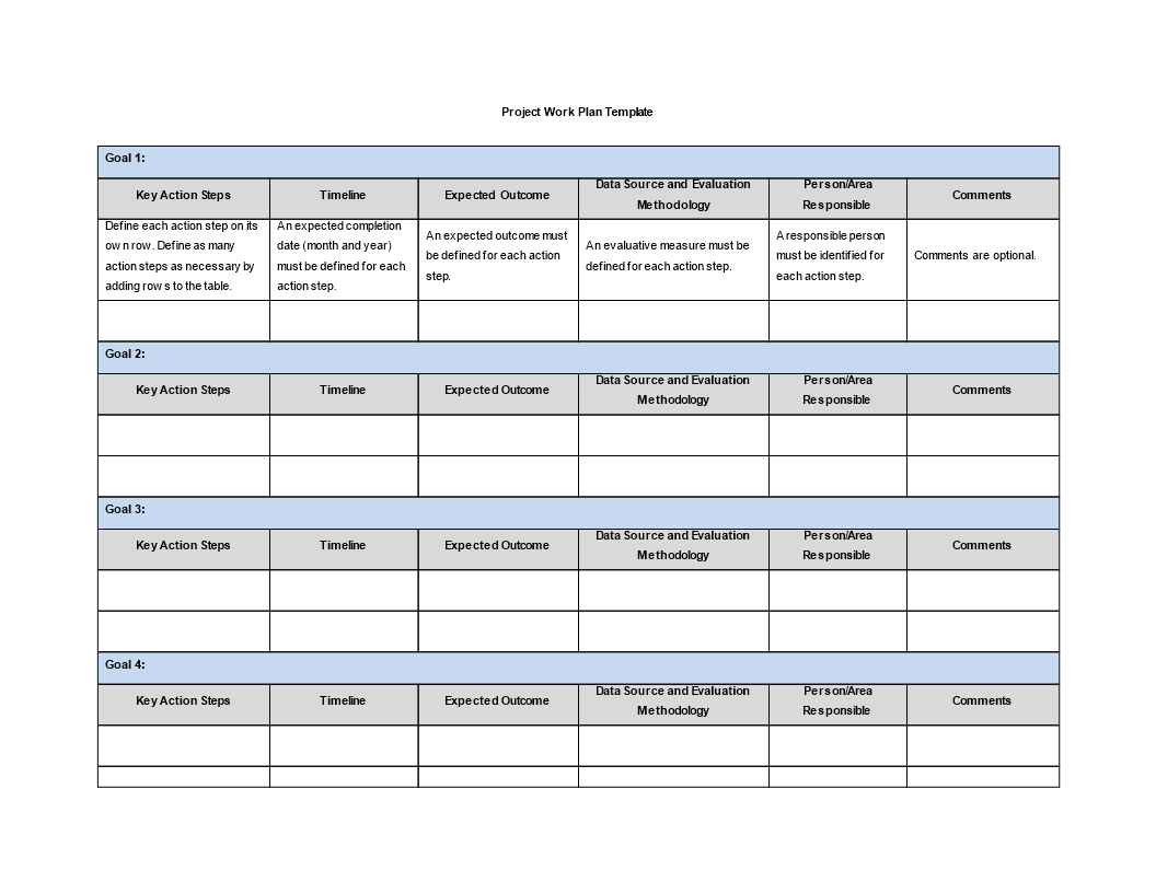 Project Work Plan Free Word Template Download