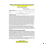 Protect Yourself from Risks with Our River Gorge Hold Harmless Agreement Template - Legal example document template