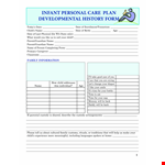 Infant Personal Care Plan Template example document template