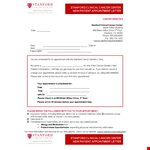 Doctor Appointment Letter to Patient - Please Schedule Your Cancer Appointment with Stanford example document template