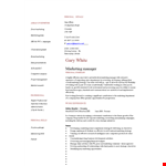 Professional Marketing Manager Resume example document template 